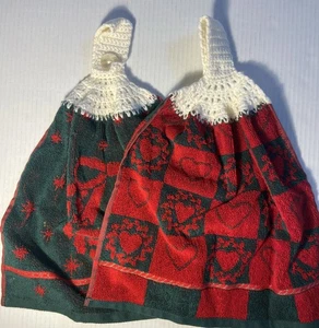 SET 2 ASCIUGAMANI CUCINA/MANO/PIATTO VACANZE CON PIANI ALL'UNCINETTO DA APPENDERE - Foto 1 di 5