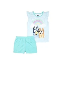 Bluey & Bingo Girls’ 2-Piece Pajama Set – Rainbow Tank Top & Shorts Sleepwear... - Picture 1 of 3