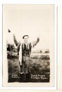 RPPC Postcard Croton Michigan Ike's Place Ike's Catch String of Fish Old Car-BR1 - Picture 1 of 2