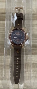 Kyboe! Herrenuhr Giant 48MM Roségold Gehäuse braunes Band 100M WR BRAUCHT BATTERIEN - Bild 1 von 4