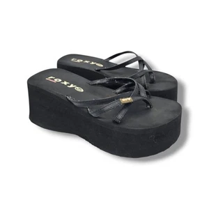 Vintage 90s Y2K Roxy Quiksilver Platform Chunky Black Strappy Sandals Goth 8.5  - Picture 1 of 9