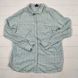 Eddie Bauer Classic Fit Lightweight  Cotton Green Gray Checked Shirt Women XL - Picture 1 of 6
