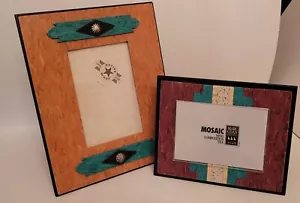 Southwest style Frames, lot of 2, 3.5" X 5" and 4 X 6, Vinyl Composition - Picture 1 of 3