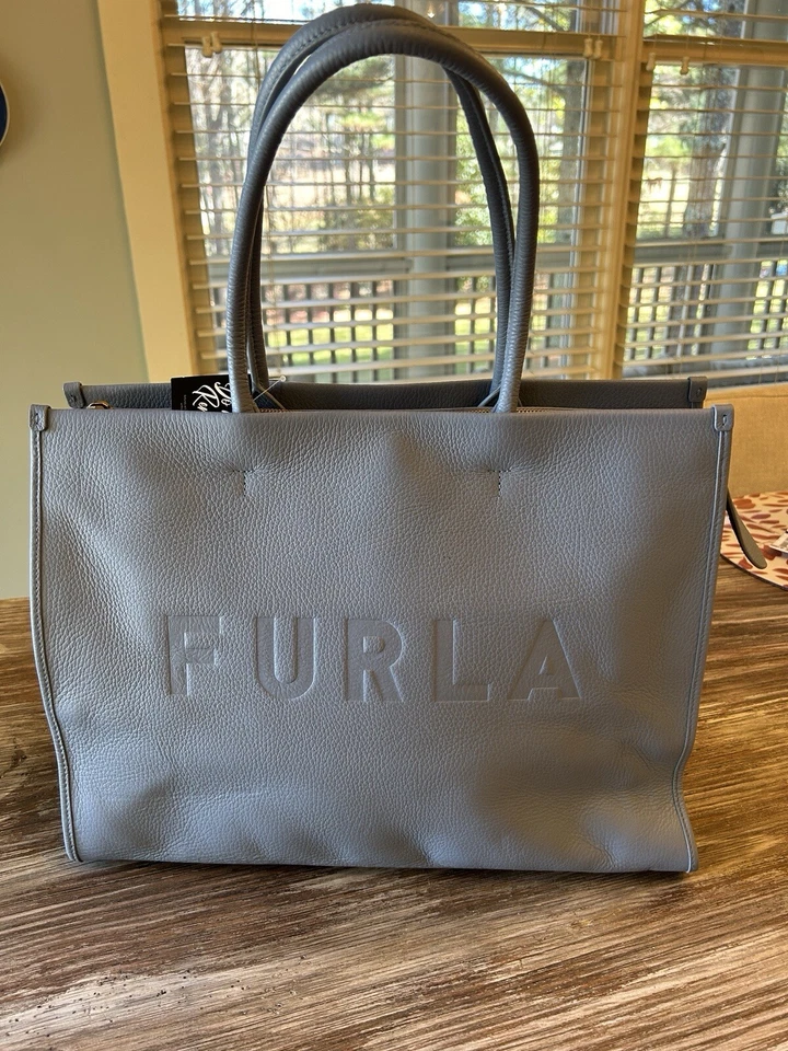 Bolso de Mano Furla Grande de Cuero Azul Nuevo con Etiquetas Foto 1 de 4