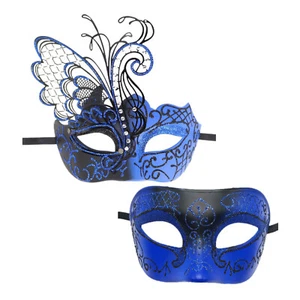 Unisex Face Accessories 2PCS Propsl Covers Evening Metal Costume Halloween New - Picture 1 of 49