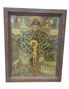 QUADRO OLIO SU TELA "ALBERO GENEALOGICO GESU" 41x31 - Foto 1 di 2