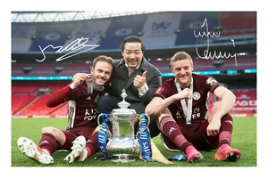 Jamie Vardy & James Maddison Leicester City FC FA Cup Signed A4 Photo Print - Picture 1 of 1