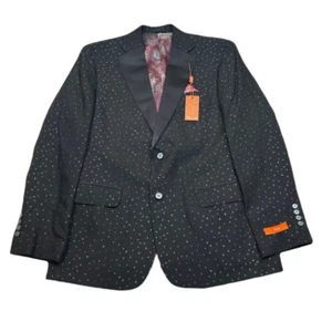 Tallia Slim Fit Sport Coat Mens 42R 42 Black Silver Dotted Pattern $295 - Picture 1 of 12
