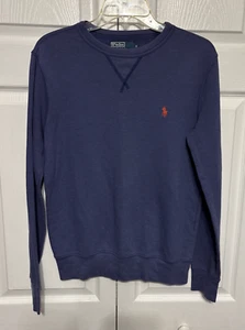 Vintage Polo Ralph Lauren Sweatshirt Mens S Navy Sweater Red Pony French Terry - Picture 1 of 7