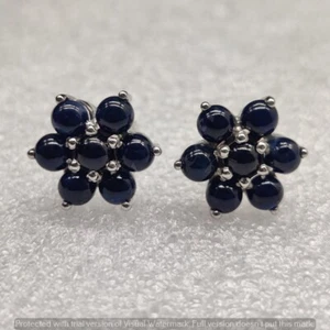 Natural Blue Sapphire Stud Earring, 925 Sterling Silver Stud Earring, - Picture 1 of 2