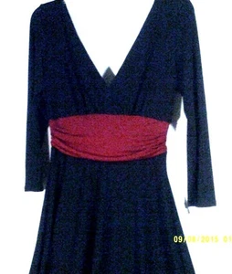 Vestido para mujer Maggy L negro/rojo mangas 3/4 escote hundido (delantero/trasero) talla 8 - Imagen 1 de 4