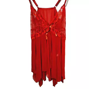 Perizoma Pogala San Valentino Rosso Sexy Pizzo Babydoll Lingerie Abbinato Taglia Large Nuovo! - Foto 1 di 9