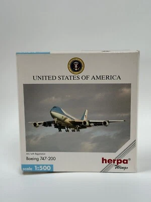 Herpa Wings 1:500 Boeing 747-200 United States Airforce Diecast Model #502511 - Image 1 of 4