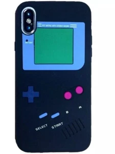 For iPhone XR 6.1" - SOFT SILICONE RUBBER SKIN CASE COVER BLACK GAMEBOY PLAYER - Picture 1 of 2