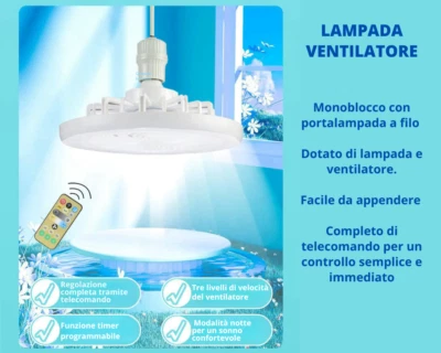 Ventilatore a Soffitto Lampada con Telecomando Luce LED sia Neutra Calda Fredda - Immagine 1 di 4