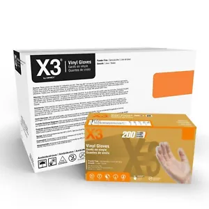 Ammex Vinyl Gloves X3 Powder Free & Latex Free Small 10 X 100 Box - Case of 1000 - Picture 1 of 7