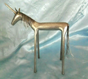 Vintage Stahl Moderne Kunst Mythologisches Einhorn Figur Statue 9 1/2" - Bild 1 von 12