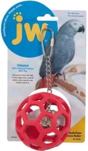 JW Pet Insight Pet Hol-ee Roller Natural Rubber Ball Parrots Forage Bird Toy Med - Picture 1 of 5