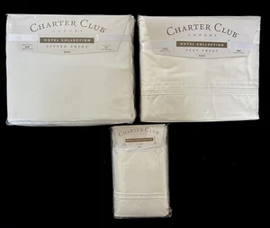 NEW Charter Club Luxury Hotel Collection King Sheet Set Cream Made Portugal NIP - Picture 1 of 10