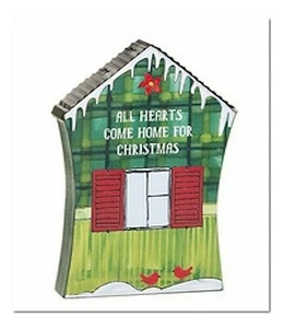 "All Hearts Come Home for Christmas" Holzhaus Silhouette - 8" x 5" - Neu - Bild 1 von 2