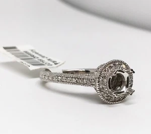 14K White Gold Semi Mount Diamond Engagement Ring, Dia 0.74 CT, 94 Stones - Picture 1 of 4