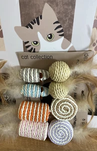 Dexypaws Kitty Cat Toy Sisal & Faux Feather 8 Piece Set 1.25-2.75" NEW - Picture 1 of 11