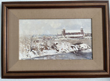 John Encinias "Along the Platt River" Original Winter Landscape Framed