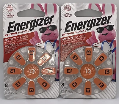 2 Packs Energizer Batteries AZ13DP EZ Turn & Lock Hearing Aid Size 13 8 Ct Fresh - Image 1 of 2