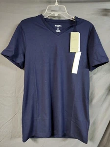 Neu mit Etikett Goodfellow Herren-T-Shirt V-Ausschnitt Xavier marineblau — Größe Small Standard Passform - Bild 1 von 2