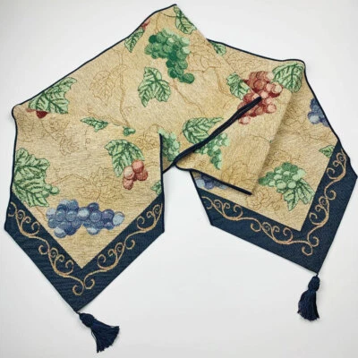 European Grapes Wine Vineyard 72" Tapestry Table Runner - Image 1 of 2