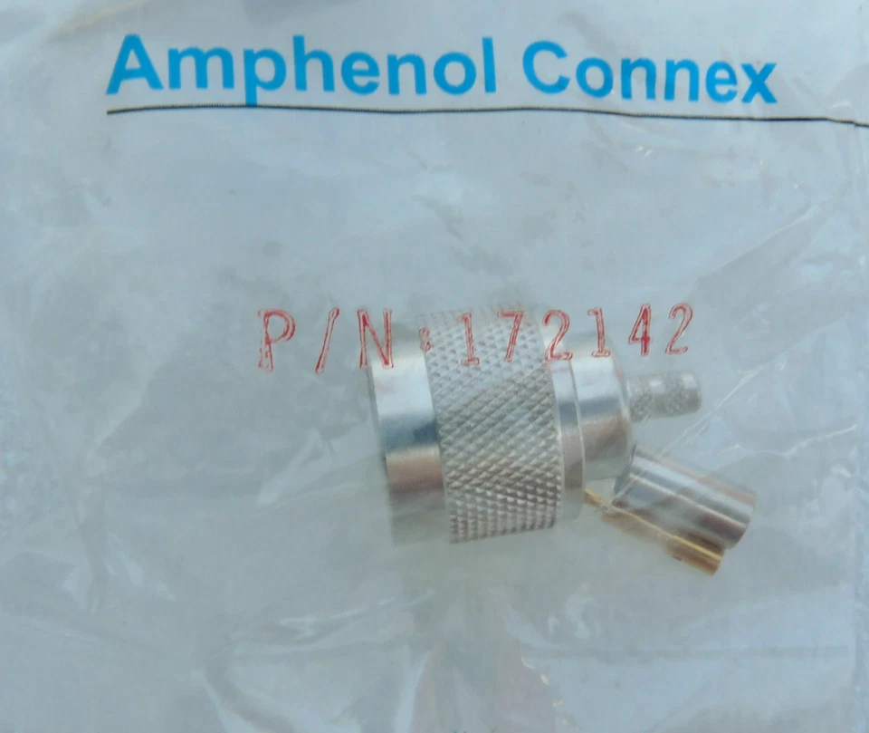 AMPHENOL CONNEX 172142 RF COAXIAL CONNECTOR ADAPTER STRAIGHT CRIMP PLUG NEW - Image 1 of 1