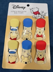 Disney Winnie The Pooh 6pc Magnetic Bag/Snack Clips Brand New - Picture 1 of 2