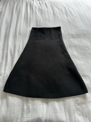 COS Black 100% Wool Thick Knitted Midi Skirt Size S Elastic Waist  - Image 1 of 4