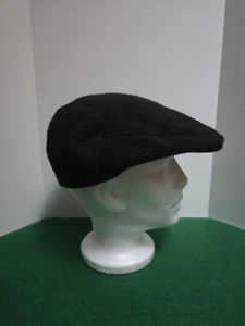 Newsboy Cabbie Flat Cap Hat 100% Cashmere ~ Black ~ Vintage ~ Great Condition - Picture 1 of 9