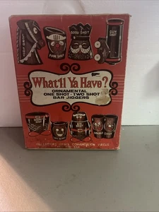 Vintage What'll Ya Have? Ornamental One SHot, Two Shot bar jiggers with box  - Picture 1 of 4
