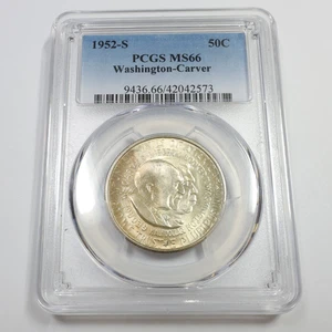 1952 S PCGS MS66 - Silver Washington Carver Half Dollar 50c US Coin #55363B - Picture 1 of 3