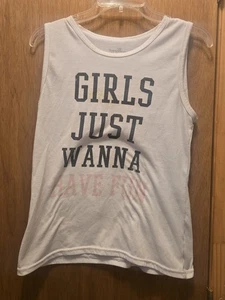 Bobbie Brooks Girls Just Wanna Have Fun Pajama Tank Top - White, Large #2992 - Picture 1 of 4
