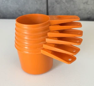 Set of 6 Vintage Tupperware Orange Measuring Cups - Picture 1 of 3