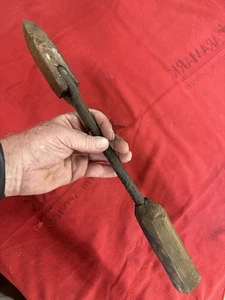 LARGE OLD ANTIQUE COPPER SOLDERING IRON - PLUMBER TINSMITH ROOFER TINKER OLD #1 - Picture 1 of 10