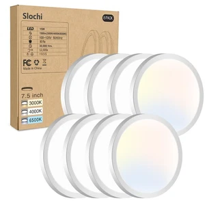 8PACK LED Flush Mount Ceiling Light Fixture, 3000K-4000K-6500K & 100W Equival... - Picture 1 of 6
