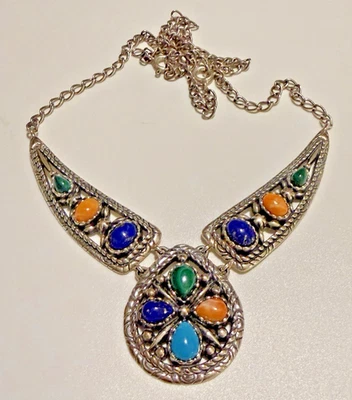 Collar babero turquesa Carolyn Pollack Relios plata esterlina piedras preciosas Foto 1 de 4