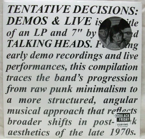 Talking Heads "Tentative Decisions: Demos & Live" LP Clear Vinyl Record BF RSD - Imagen 1 de 2