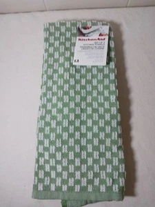 Toallas de cocina KITCHENAID (2) verde blanco 100 % algodón nuevas en paquete - Imagen 1 de 8