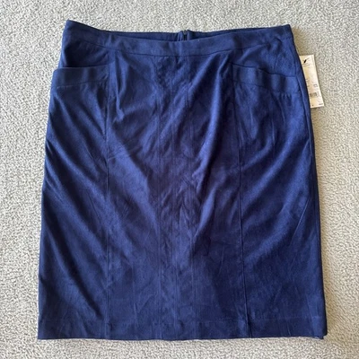 Женская синяя юбка NY Collection на молнии сзади разрез замша как размер M - Изображение 1 из 4