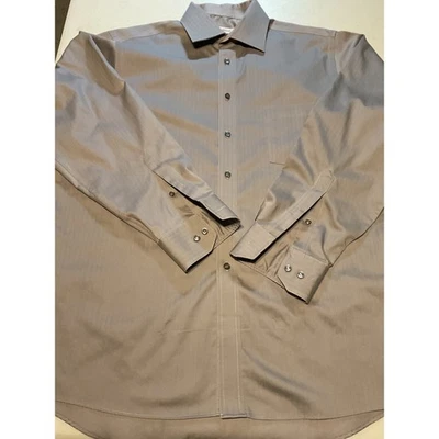 Camisa de Vestir Joseph Abboud Calce Regular Sin Hierro Taupe Espiga Talla 17 34 35 Foto 1 de 4