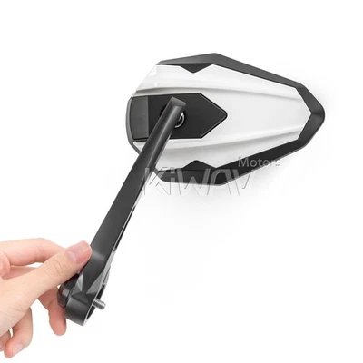 Bar end mirrors 4Rizz white fits Moto Guzzi Audace V9 threaded OEM bar - Imagem 1 de 4