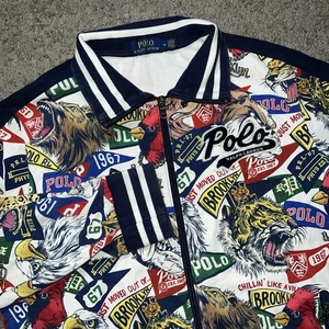Chaqueta Polo Ralph Lauren Mascota Estampado Gráfico Cremallera Completa Para Hombre Mediana - Imagen 1 de 8