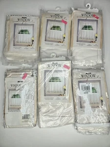 6 Packungen Vintage Elfenbein Baumwolle Elizabeth Fenstervorhänge 2 Swags, 2 Ebenen & 2 Volants - Bild 1 von 8