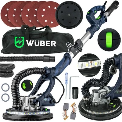 WUBER Giraffenschleifer 1500W Gips&Putz + LED Drehzahlregelung +6 Schleifscheiben