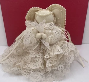 Vintage Handmade Lace, Ribbon & Corn Silk Angel Christmas Tree Topper - Picture 1 of 6